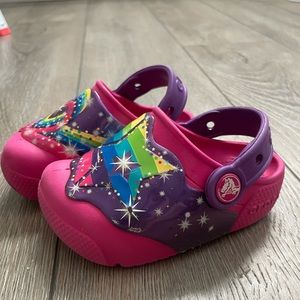 Crocs Girls CrocsFunLab Light Up Pink Rainbow SZ 6